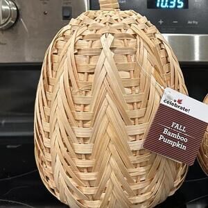Natural Bamboo Woven Harvest Pumpkin Way to Celebrate large